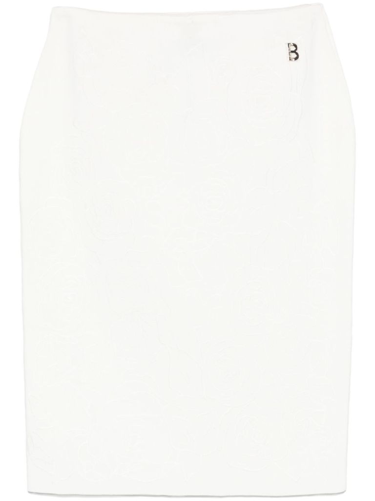 Shop Blugirl White Midi Skirt With Logo