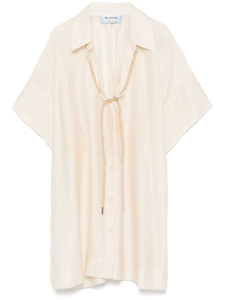 Blugirl Soft Beige Shirt With Belt In Beige