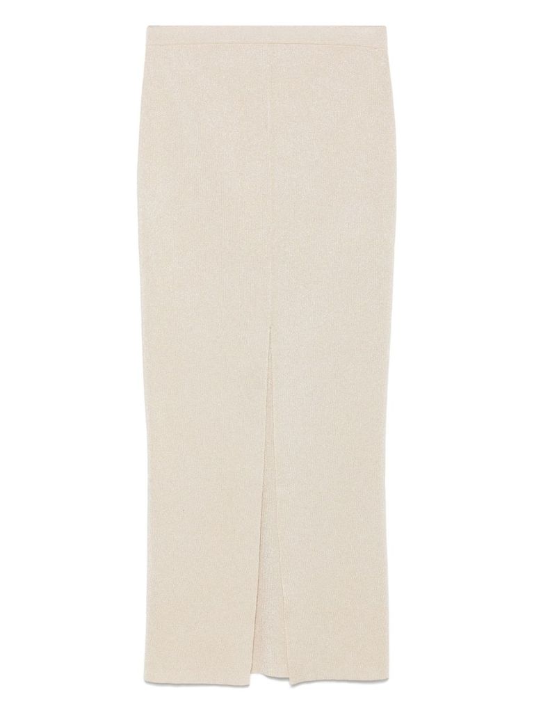 Shop Blugirl Fit Beige Midi Skirt With Pockets