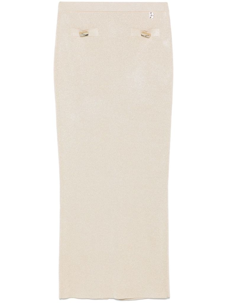 Shop Blugirl Fit Beige Midi Skirt With Pockets