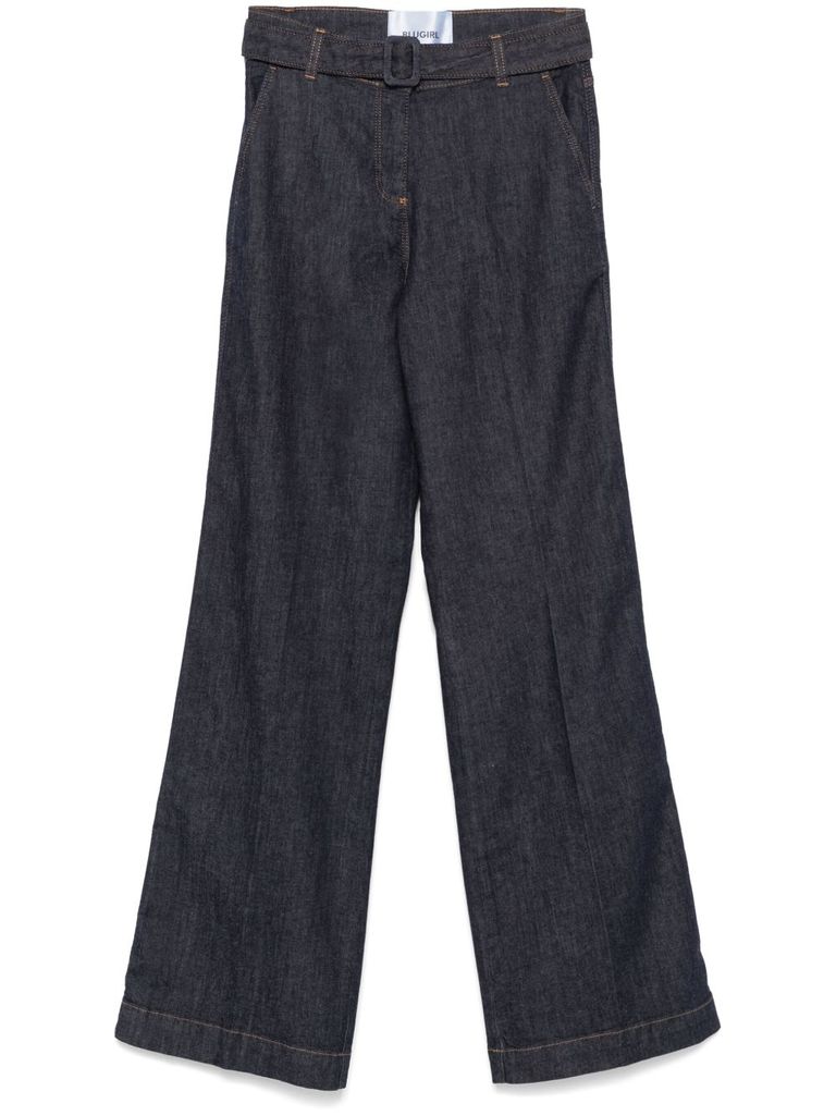 Blugirl Wide-leg Flared Long Jeans In Blue