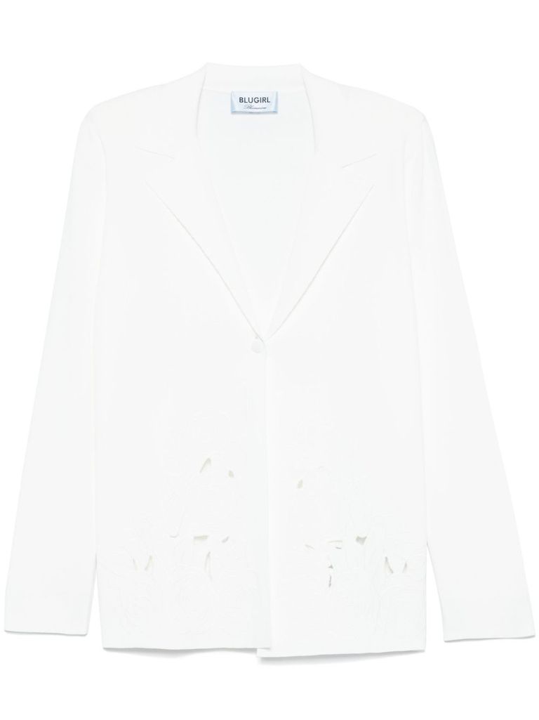 Shop Blugirl White Jacket With Floral Embroidery