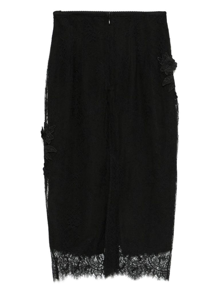 Blugirl Black Midi Skirt In Lace In Black