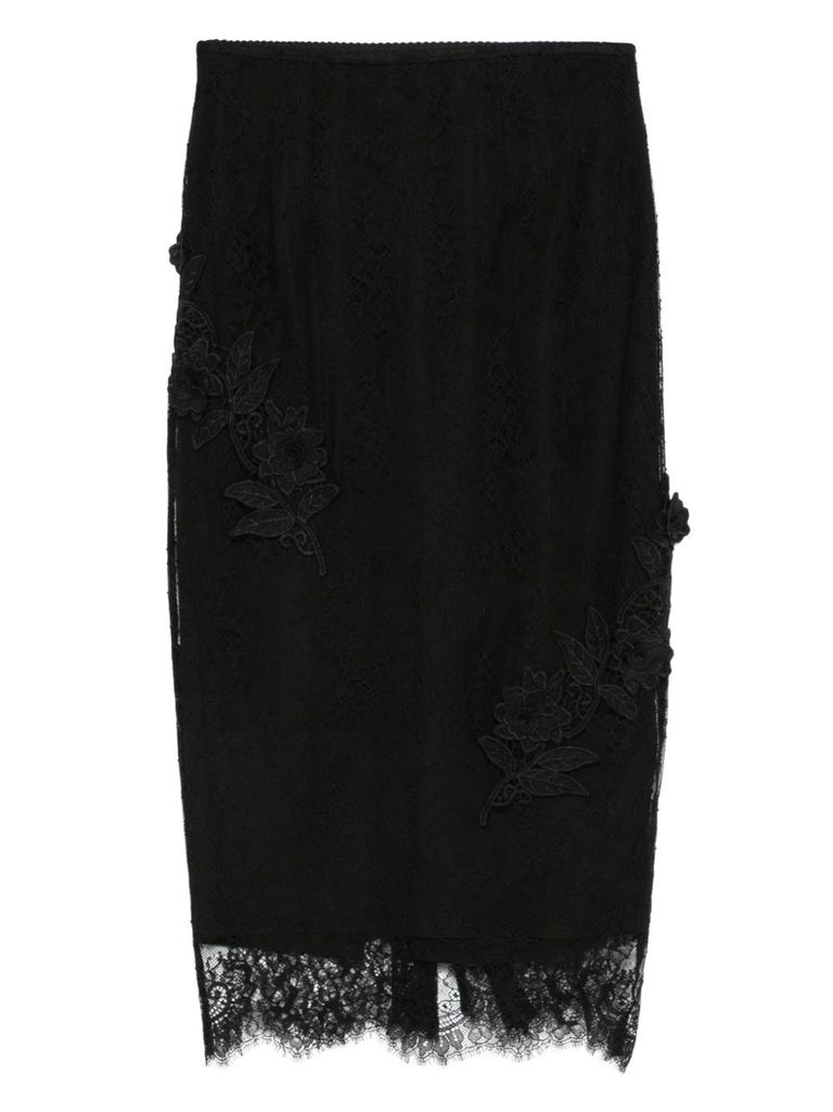 Blugirl Black Midi Skirt In Lace In Black