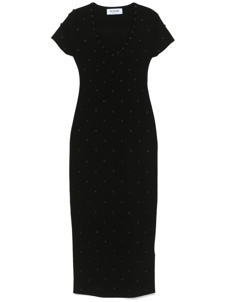 Shop Blugirl Midi Black Dress With Embellishments