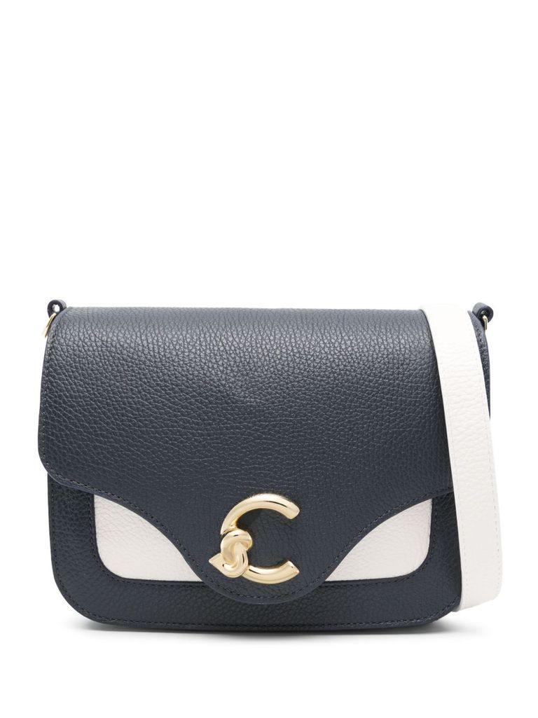 Shop Coccinelle Small 'c-me' Crossbody Bag In Black And White Leather