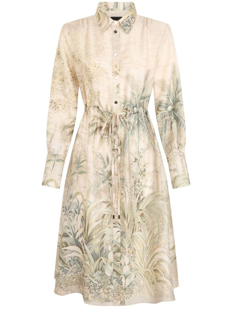 Liu •jo Liu Jo Printed Midi Dress With Belt And Bottons In Multicolour