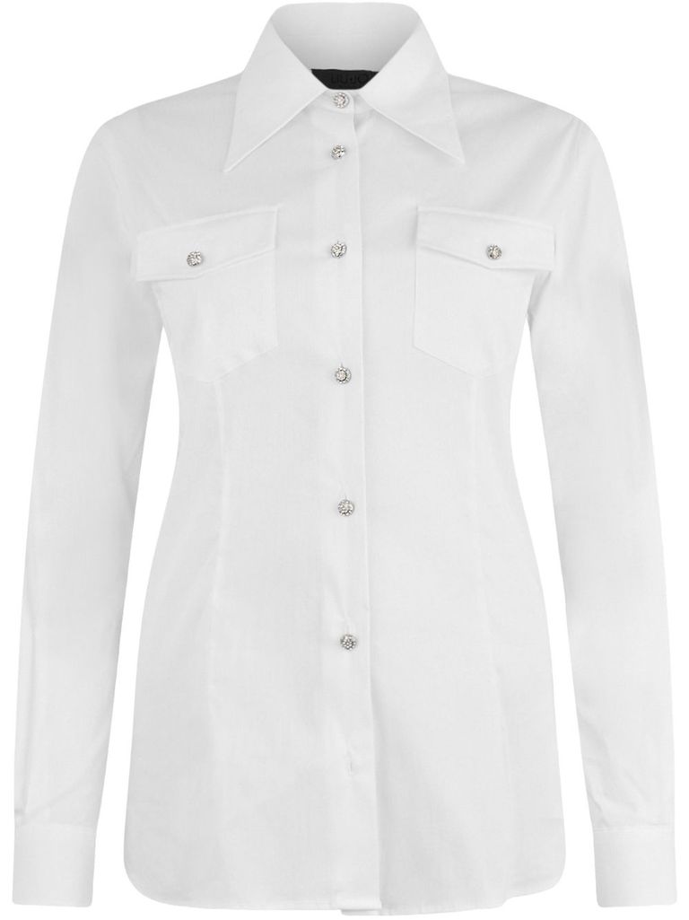 Shop Liu •jo White Shirt In Cotton With Pockets And Bottoms