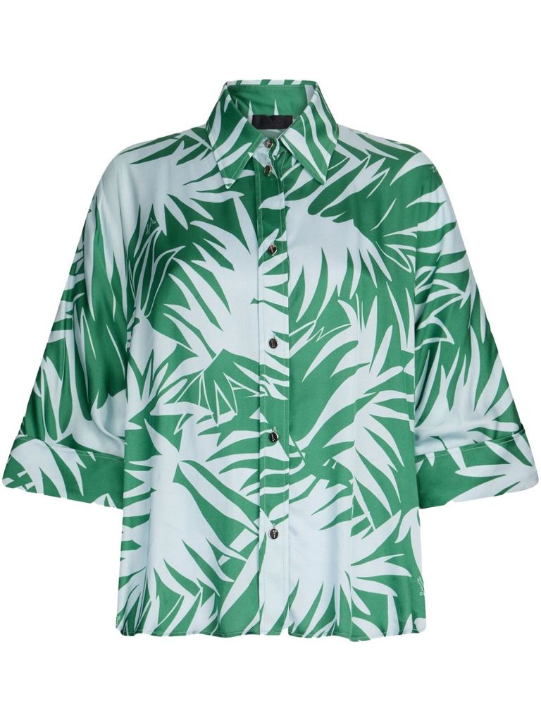Liu •jo Liu Jo Relaxed-fit Multicolor Shirt With Tropical Palm Print In Multicolour