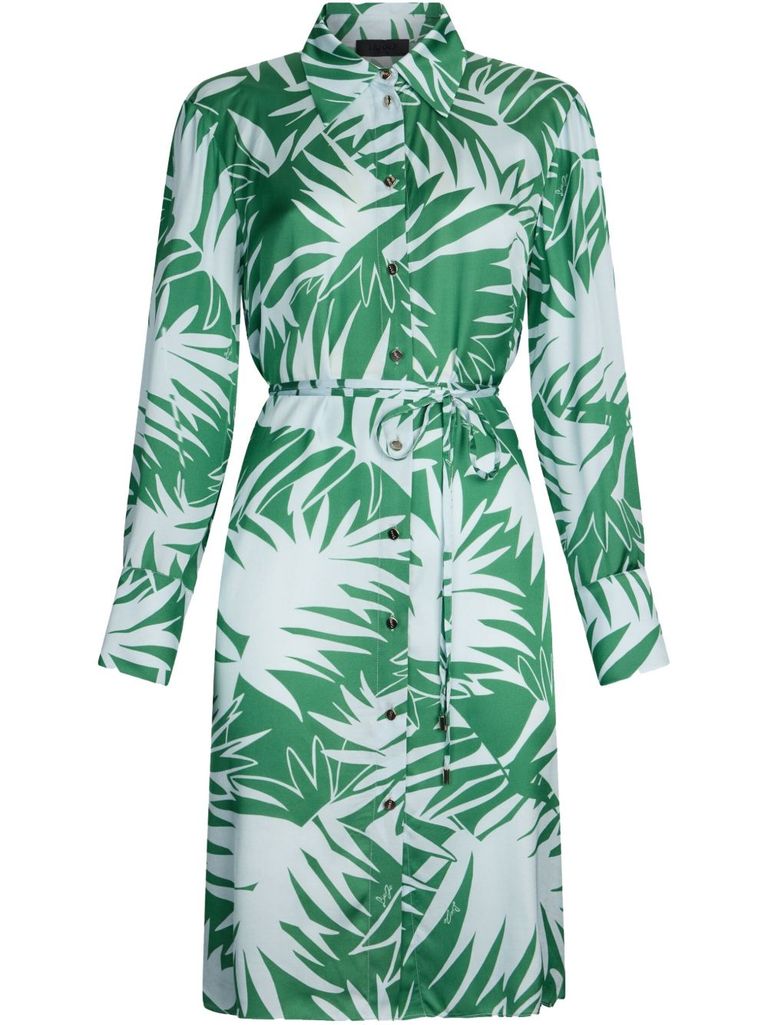 Liu •jo Mini Dress With Green And White Leaves Printed In White