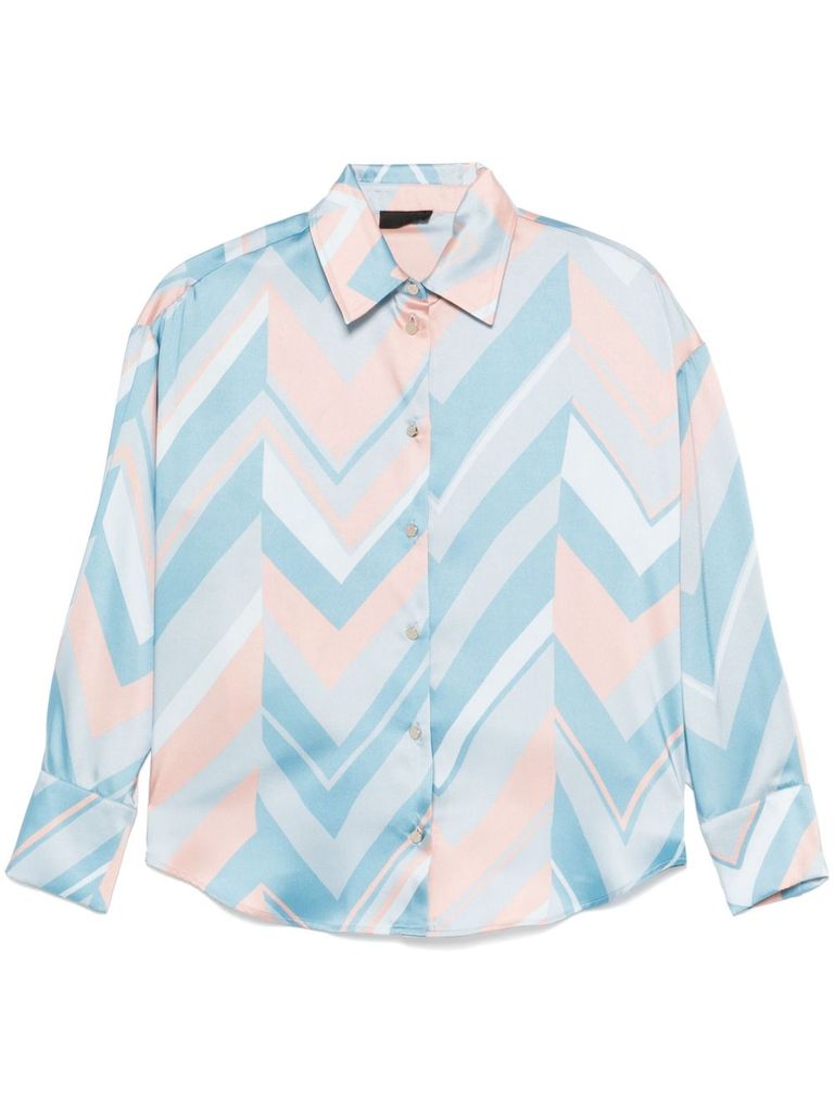 Liu •jo Liu Jo Light Blue And Pink Printed Shirt With Bottons In Blue