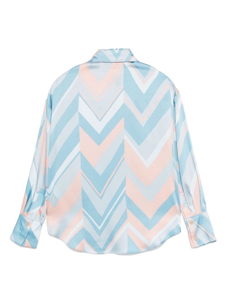 Liu •jo Liu Jo Light Blue And Pink Printed Shirt With Bottons In Blue