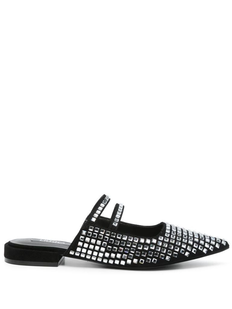 Shop Liu •jo Black Mules With Rhinestones