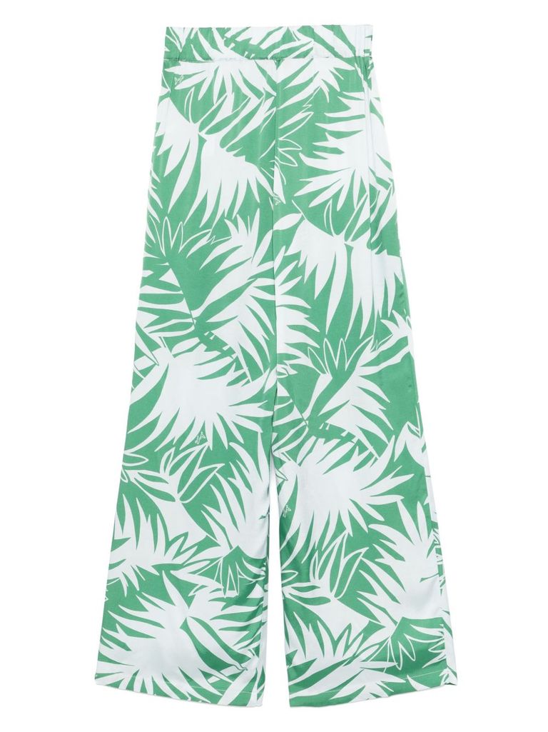 LIU •JO SOFT TROUSERS WITH GREEN AND WHITE PRINT