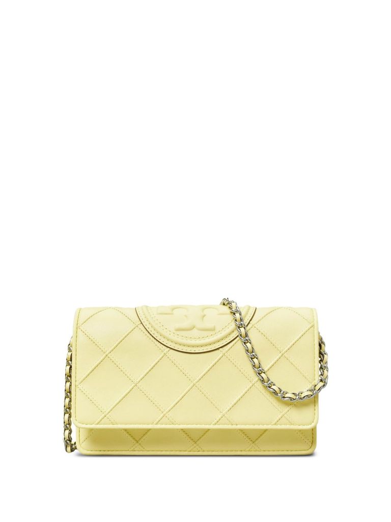 Tory Burch Leather Crossbody Bag In Pastel Yellow In Yellow