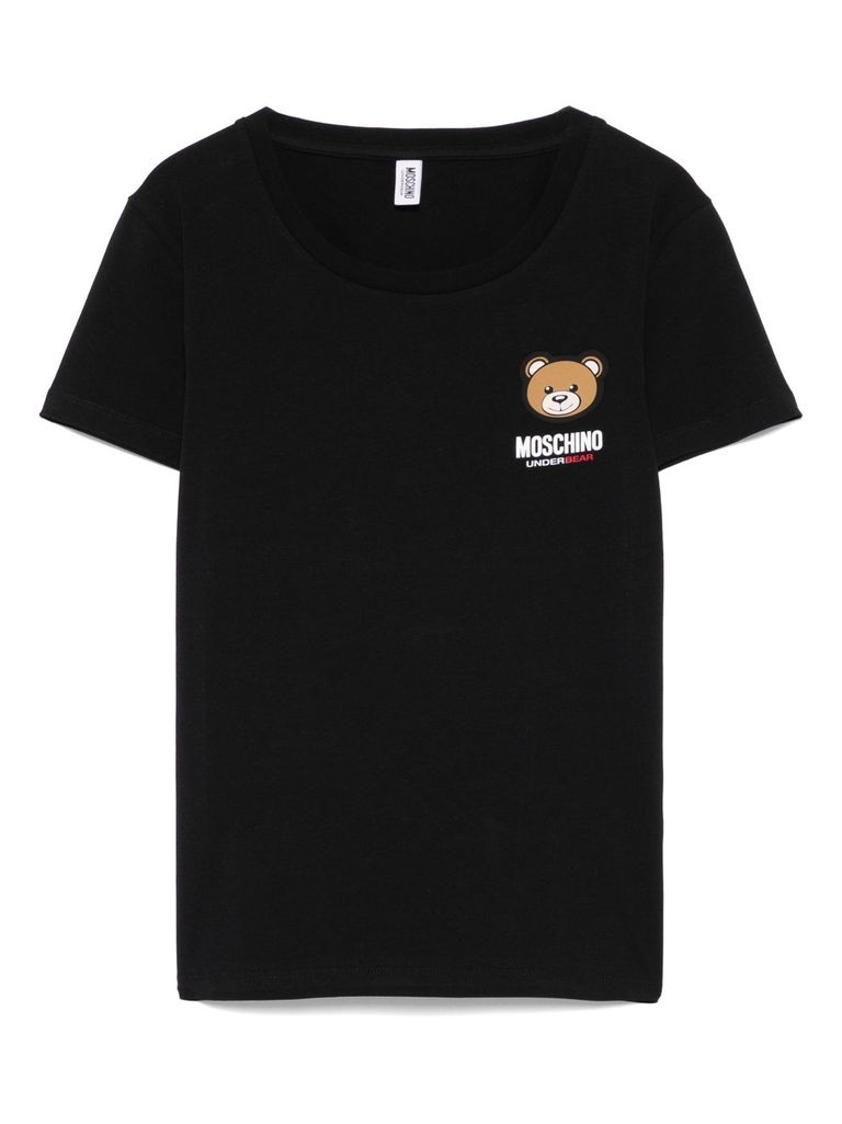 Moschino Underwear Stretch-cotton T-shirt In Black With Logo In Black