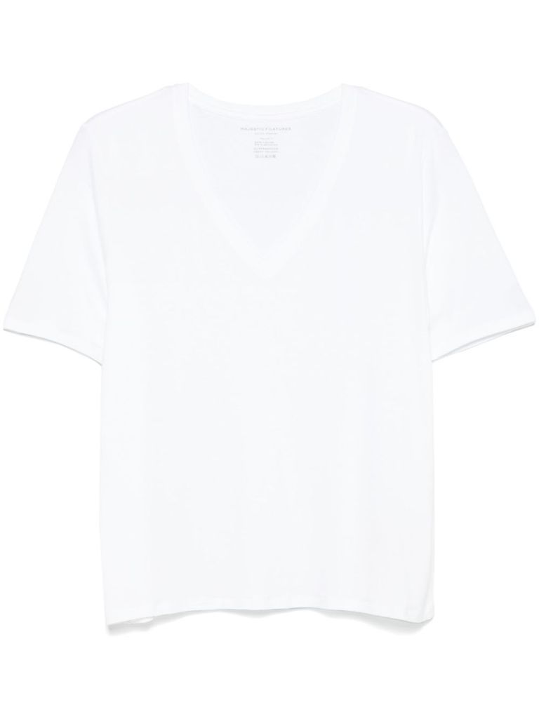 Shop Majestic V-neck T-shirt In White