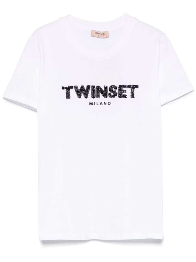 Twinset Cotton T-shirt In White With Print In White
