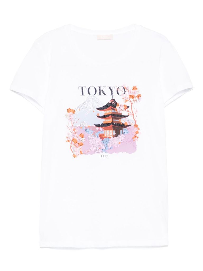 Liu •jo Liu Jo Graphic Printed Embellished T In White
