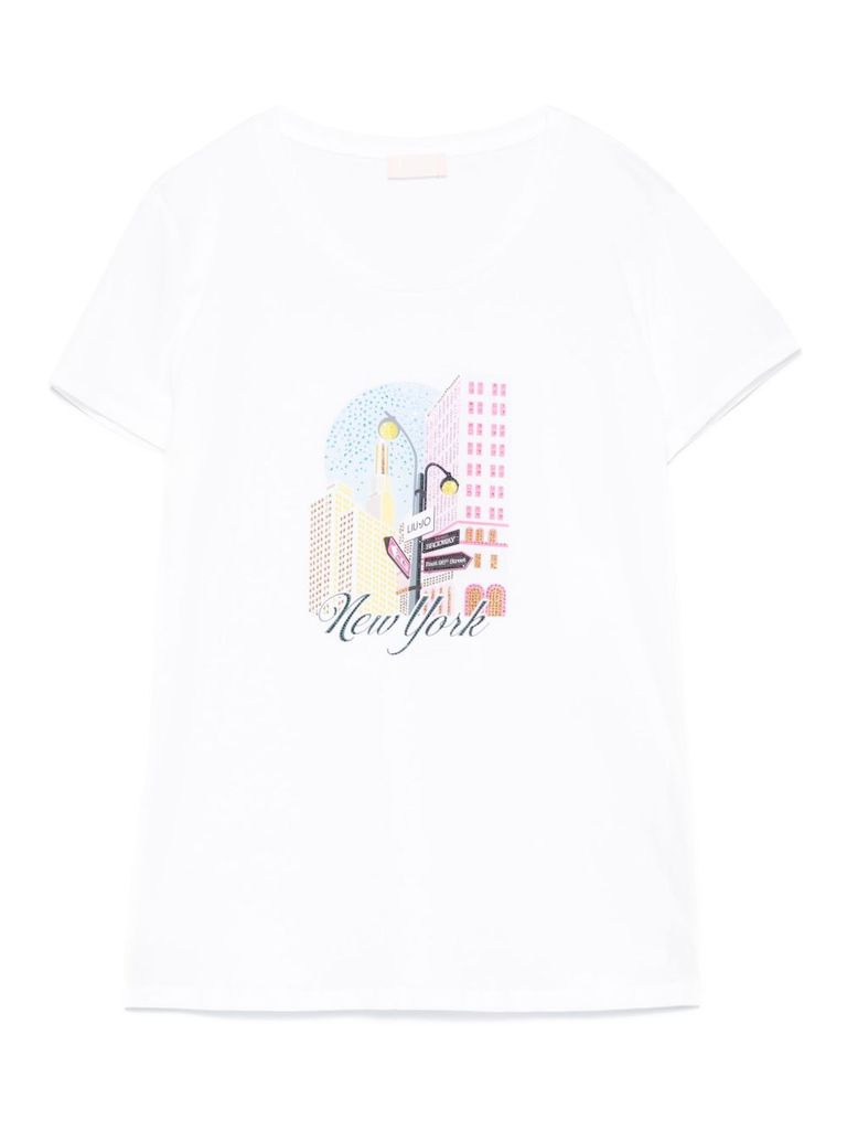 Liu •jo Cotton T-shirt In White With Print In White