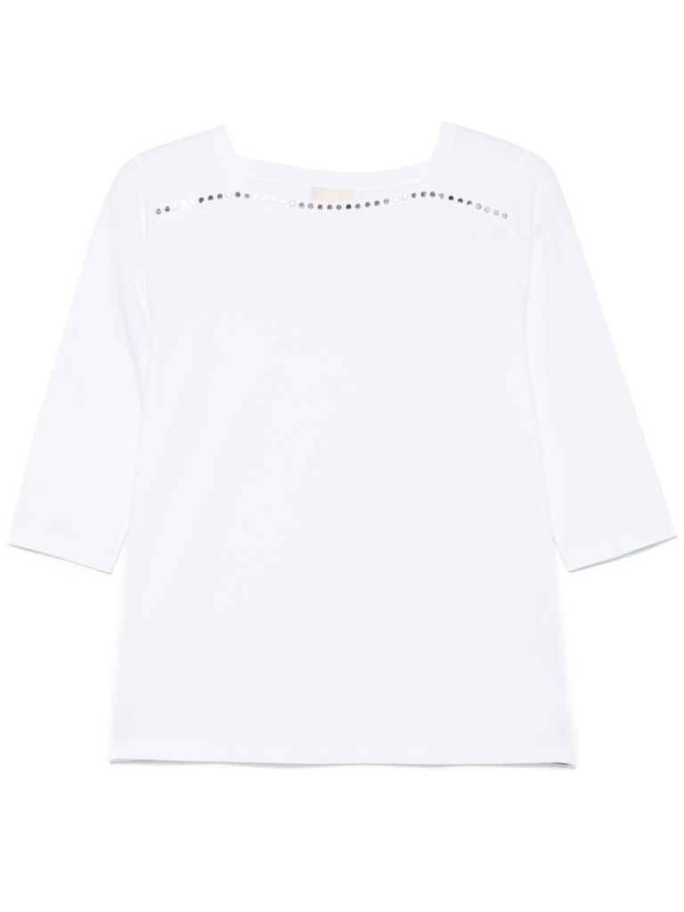 Liu •jo Cotton T-shirt In White With Square Neck In White