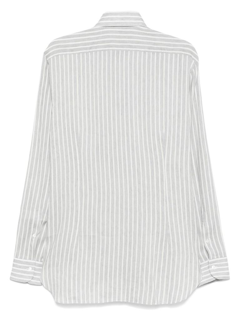 Barba Napoli Barba Brown And White Striped Shirt In Grey