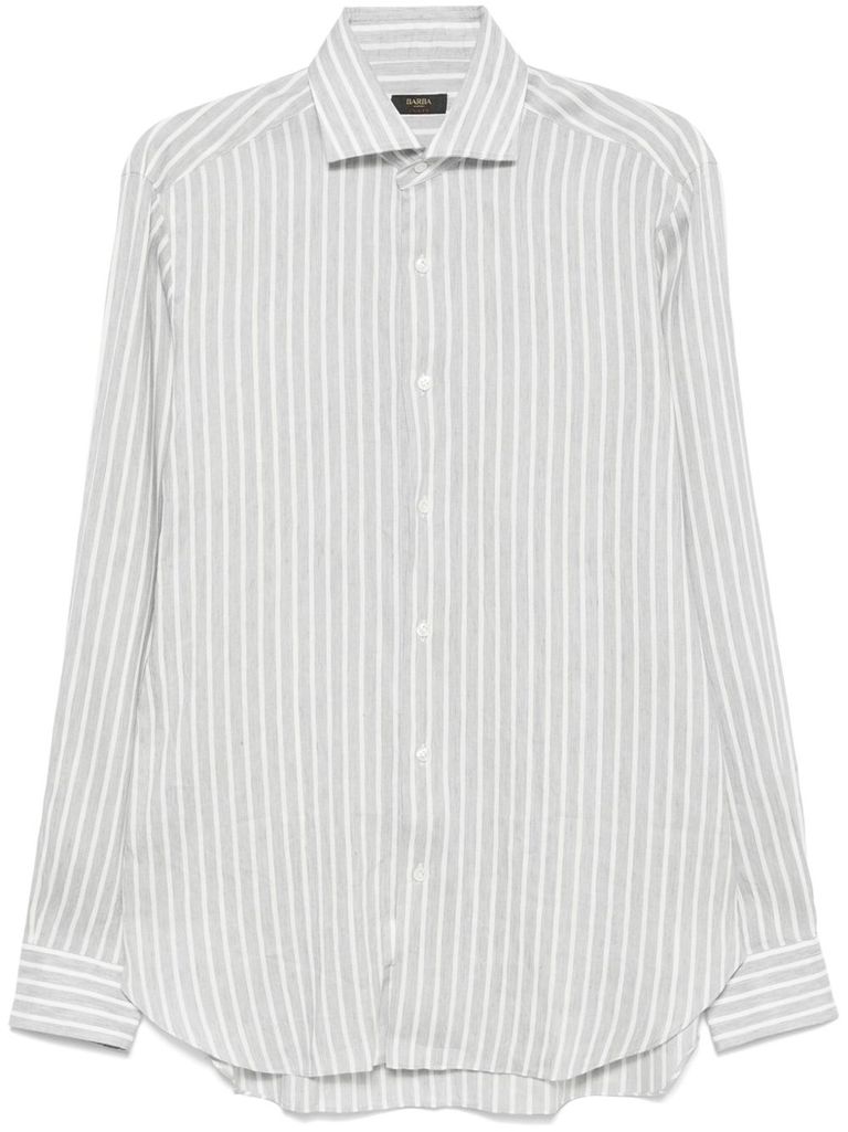 Barba Napoli Barba Brown And White Striped Shirt In Grey