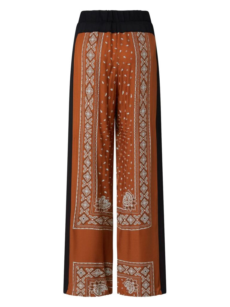 Pinko Wide Bandana Pattern Pants In Brown
