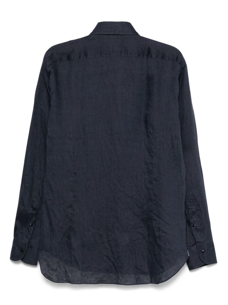 Barba Napoli Barba Barba Classic Button-down Shirt With Subtle Texture In Blue
