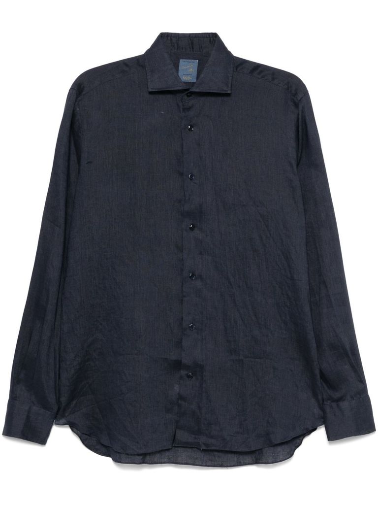 Barba Napoli Barba Barba Classic Button-down Shirt With Subtle Texture In Blue