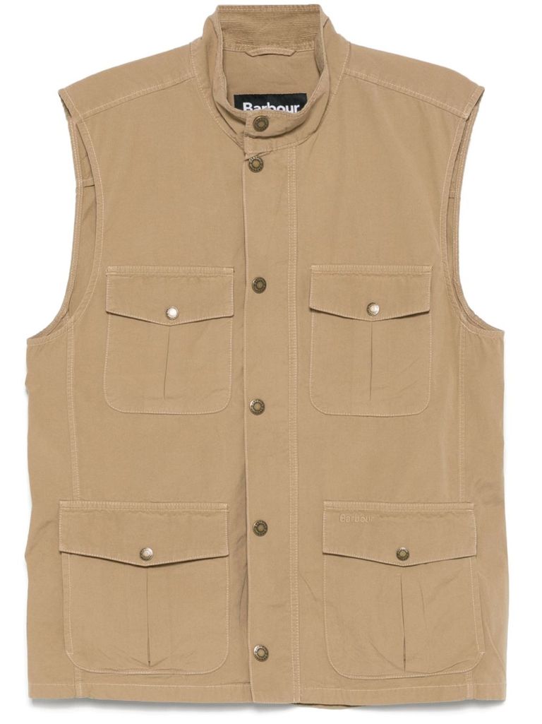 Barbour Beige 'casual Corbridge' Vest In Cotton With Pockets In Nude