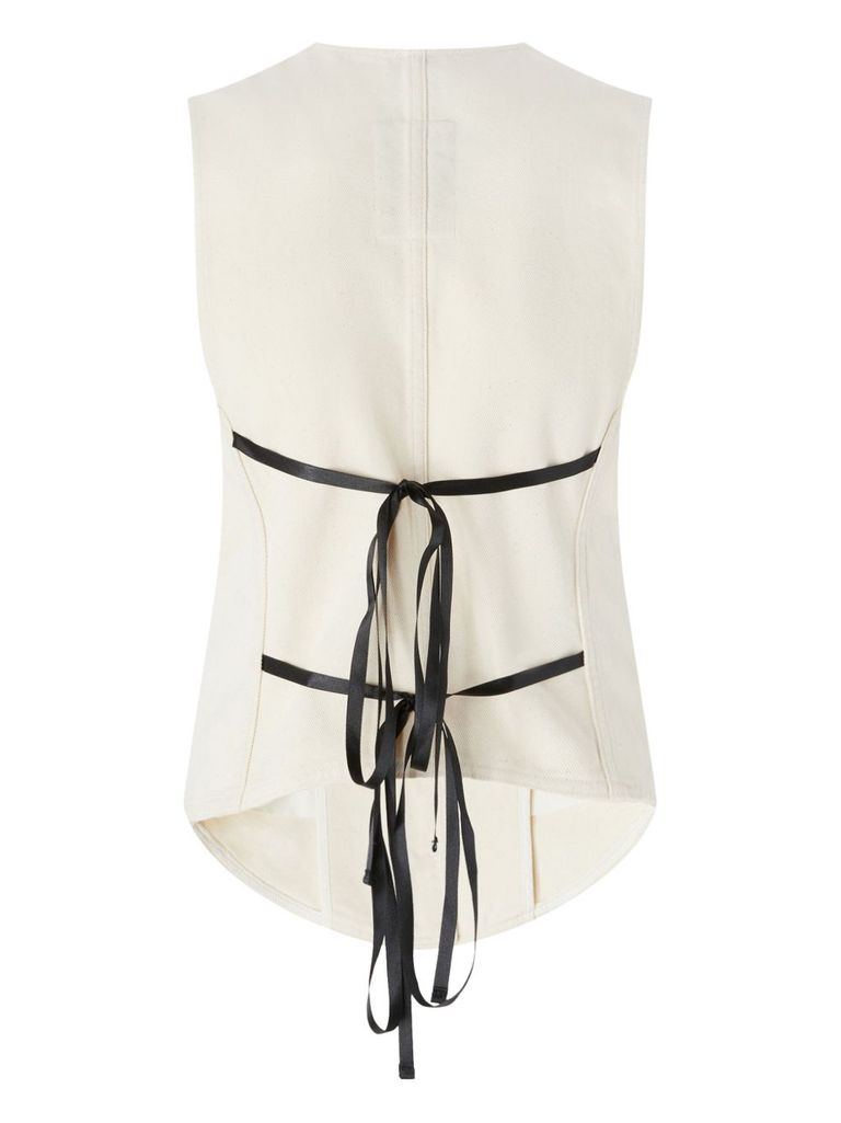 Shop Pinko White Cotton 'galiceno' Vest In Beige