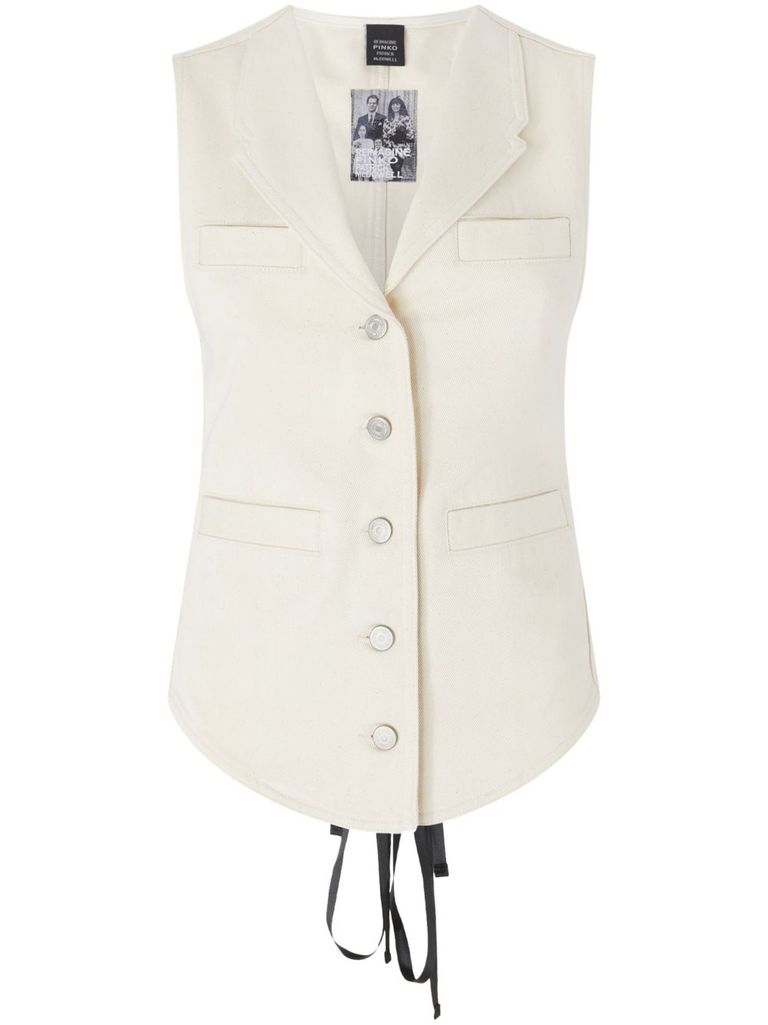 Shop Pinko White Cotton 'galiceno' Vest In Beige