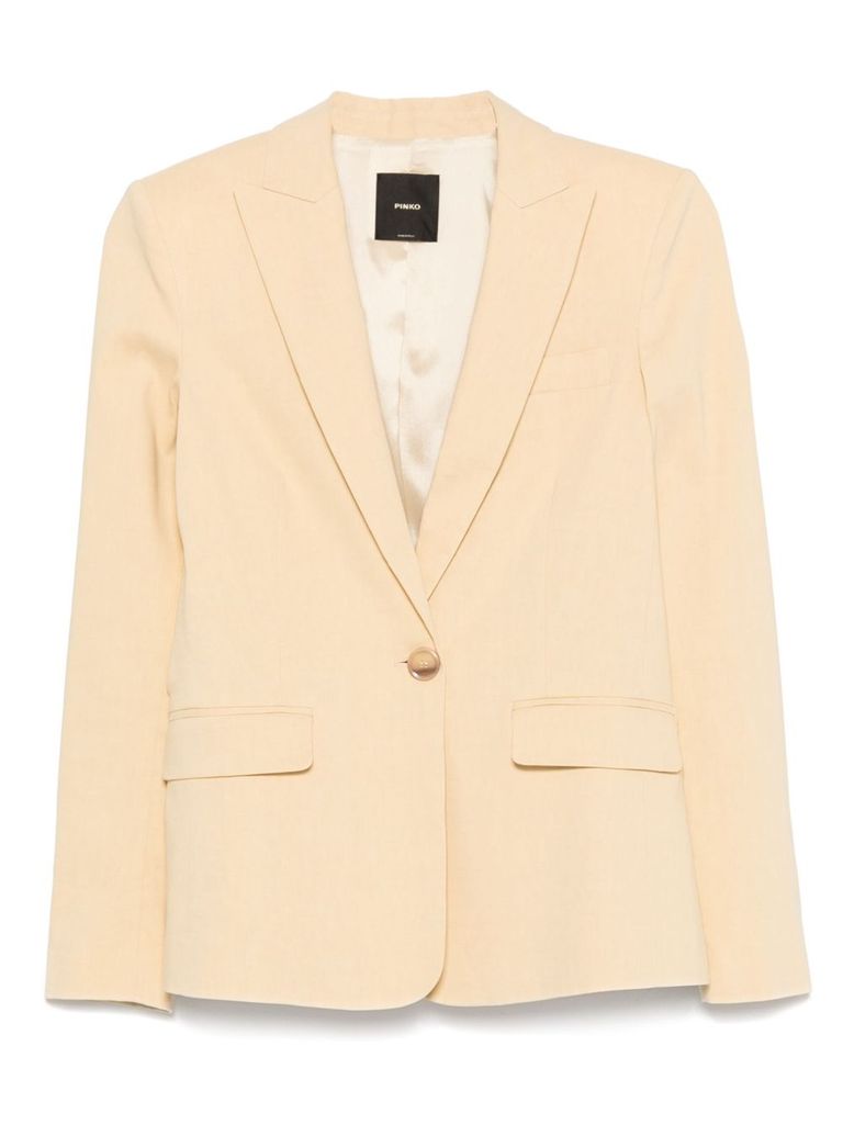 Pinko Yellow Tailored Jacket With Notched Lapels In Yellow