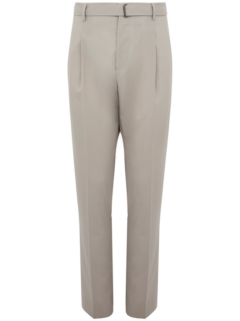 BE ABLE GREY 'ANDY LONG MASTICE' TROUSERS IN VIRGIN WOOL WITH BELT