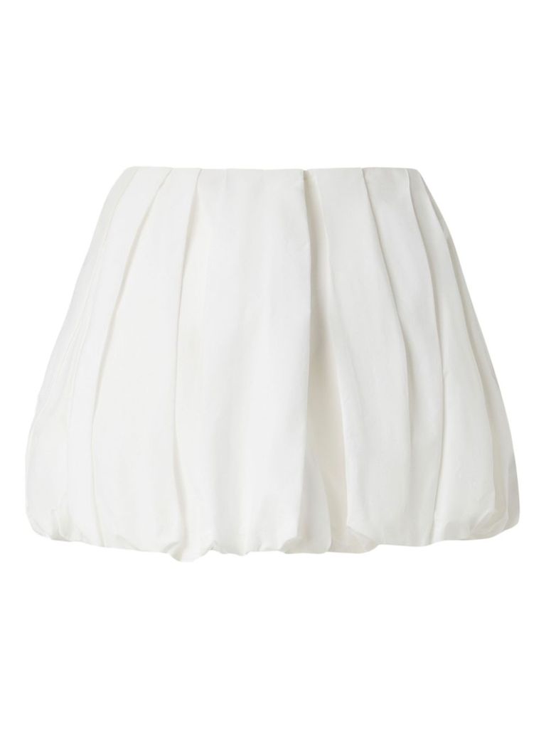 Pinko White Skirt With Pleated Details And Balloon Hem In Cotton Woman In White