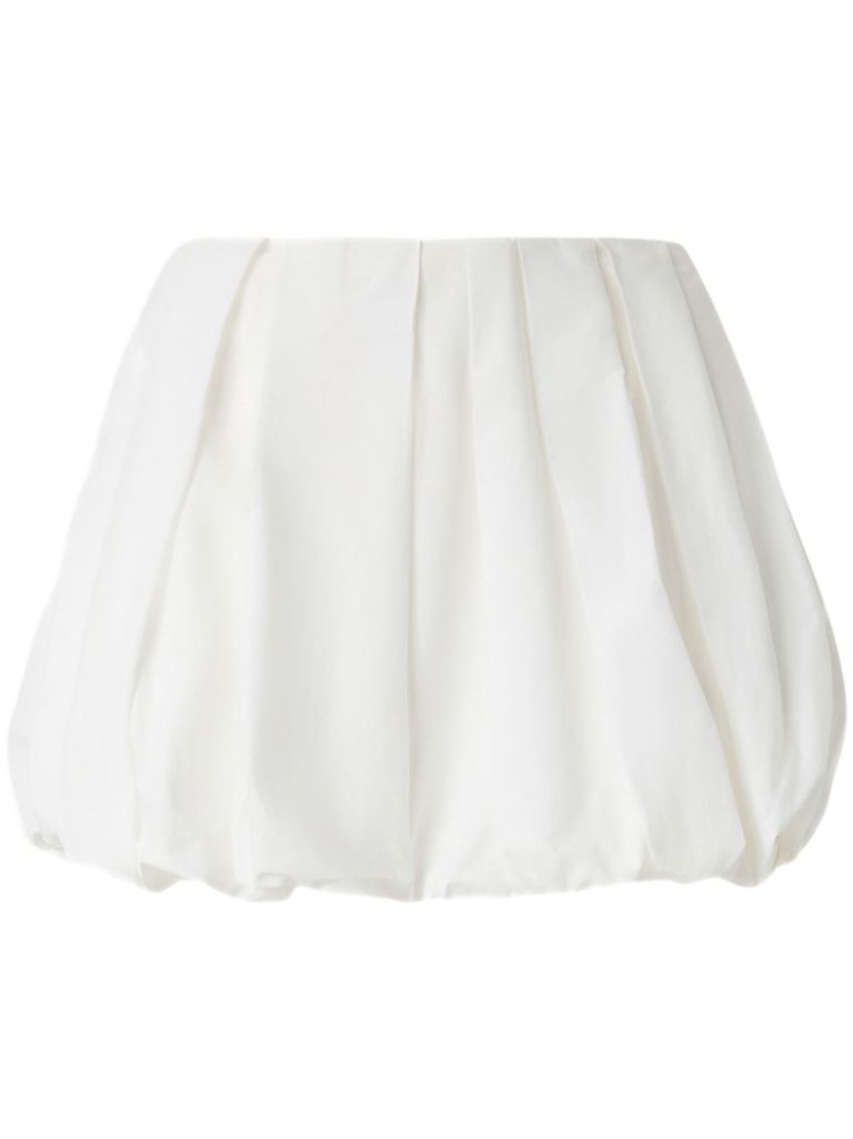 Pinko White Skirt With Pleated Details And Balloon Hem In Cotton Woman In White