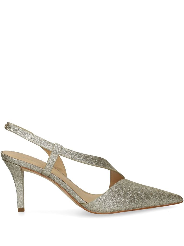 Shop Michael Kors Calf Leather 'jaida' Slingback In Nude In Gold