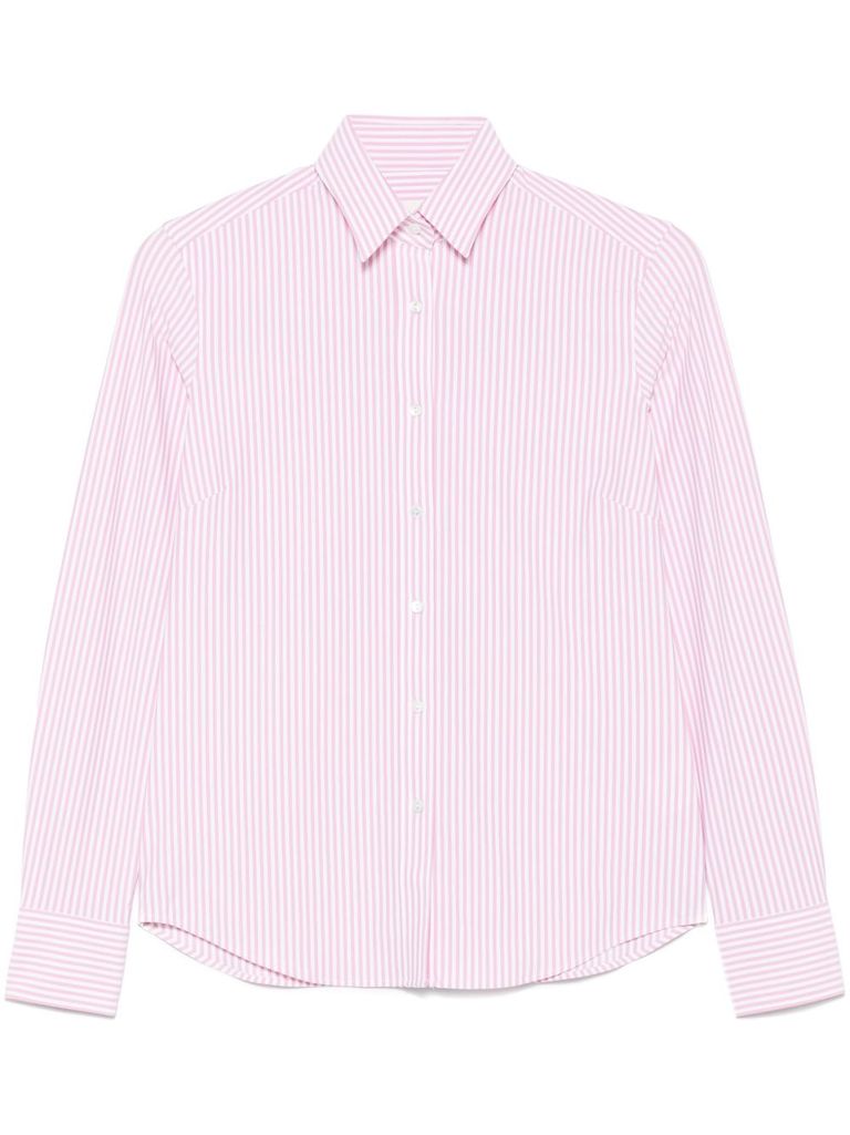 Xacus White And Pink Vertical Stripes Pattern Shirt In Pink