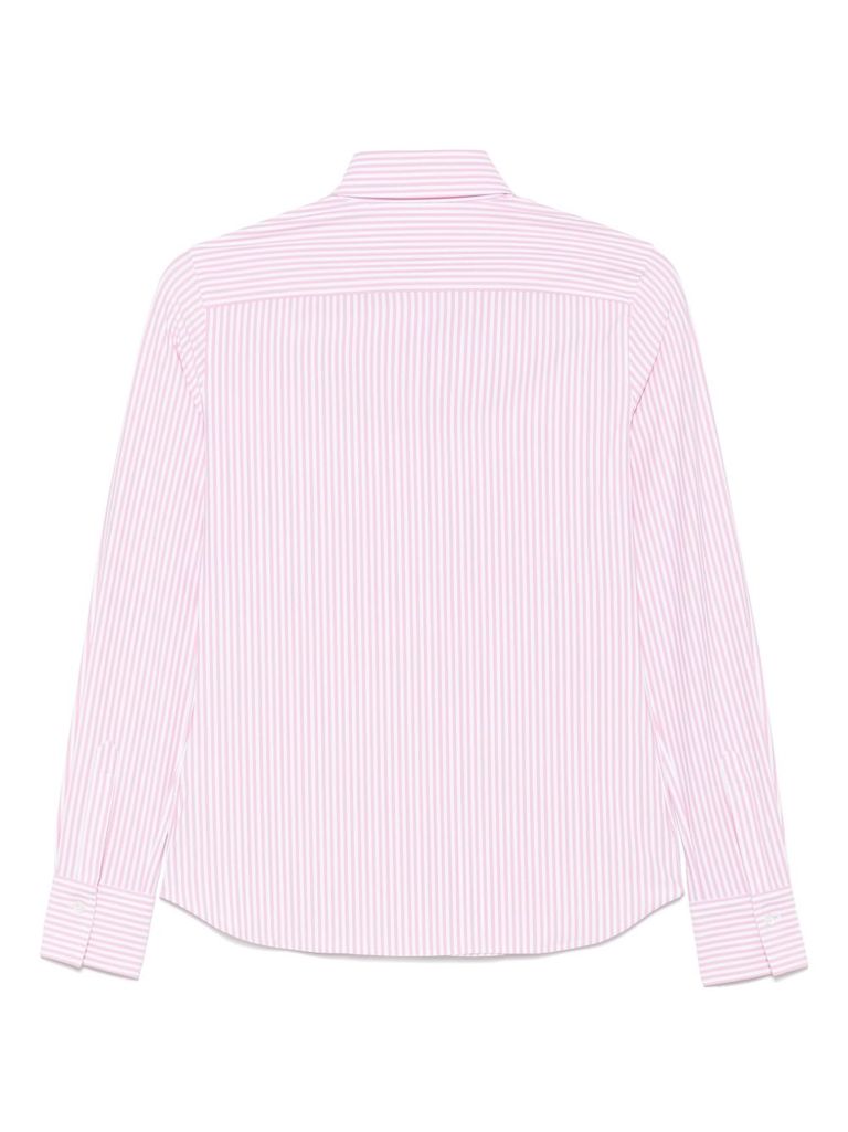 Xacus White And Pink Vertical Stripes Pattern Shirt In Pink