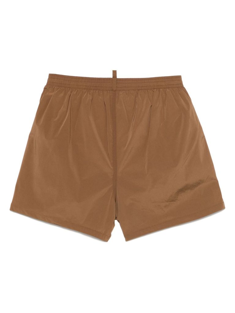 Dsquared2 Brown Swimsuit With Black And White Logo In Brown