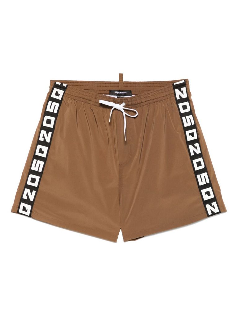 Dsquared2 Brown Swimsuit With Black And White Logo In Brown