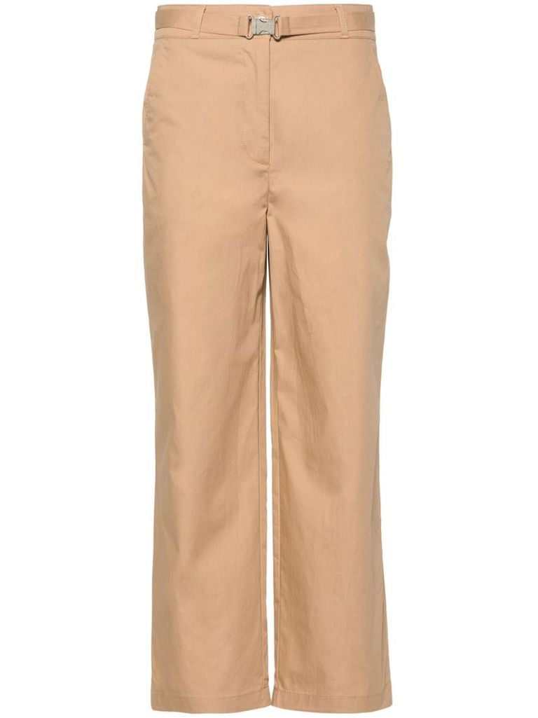 Liu •jo Straight Cotton Pants With Belt In Beige