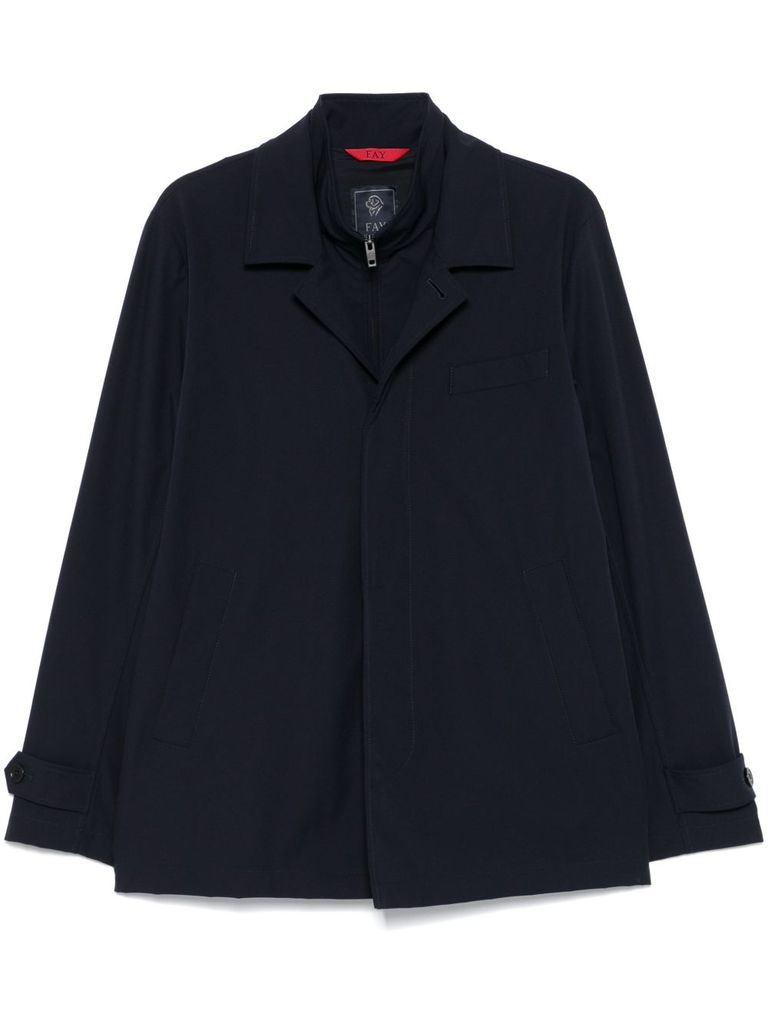 Fay Dark Navy Minimalist Jacket In Blue