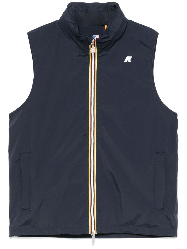 K-way Sleeveless Black Jacket With High Collar In Blue