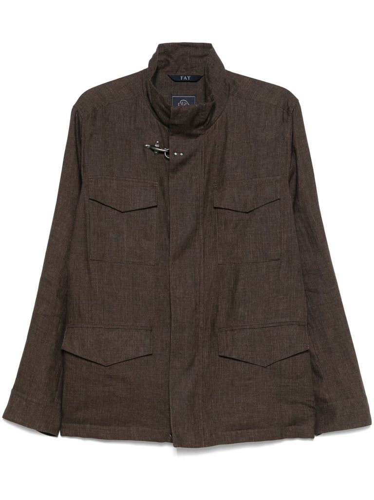 Fay Brown Jacket In Line With Four Pockets In Brown