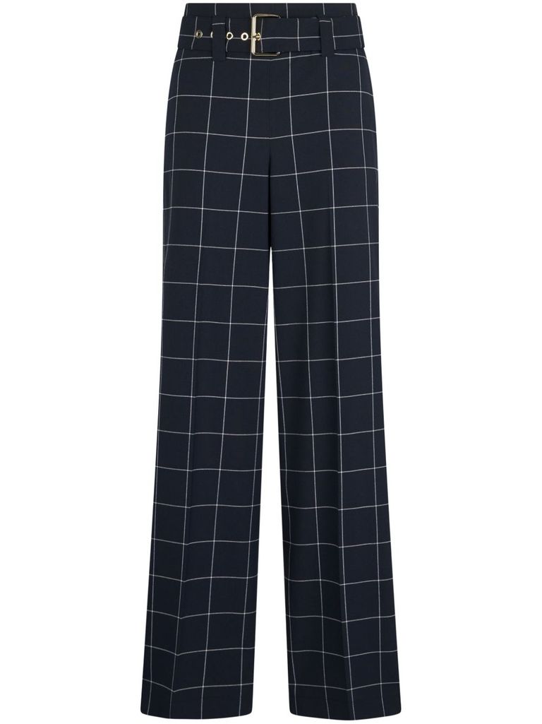 Shop Liu •jo Navy Blue Trousers With Belt