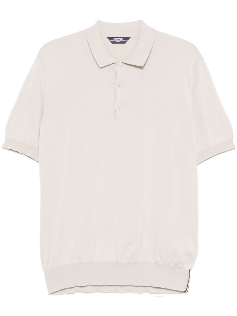Shop K-way Beige 'pleyne' Polo Shirt In Cotton Short-sleeves