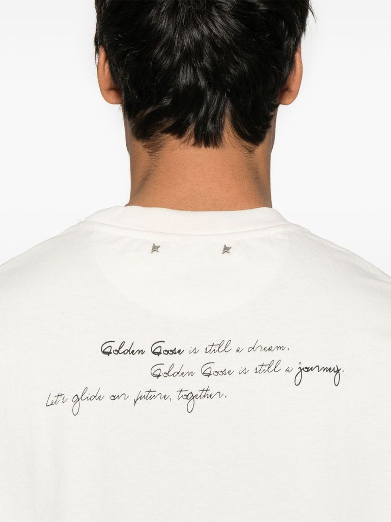 White t-shirt in cottone with black slogan unisex