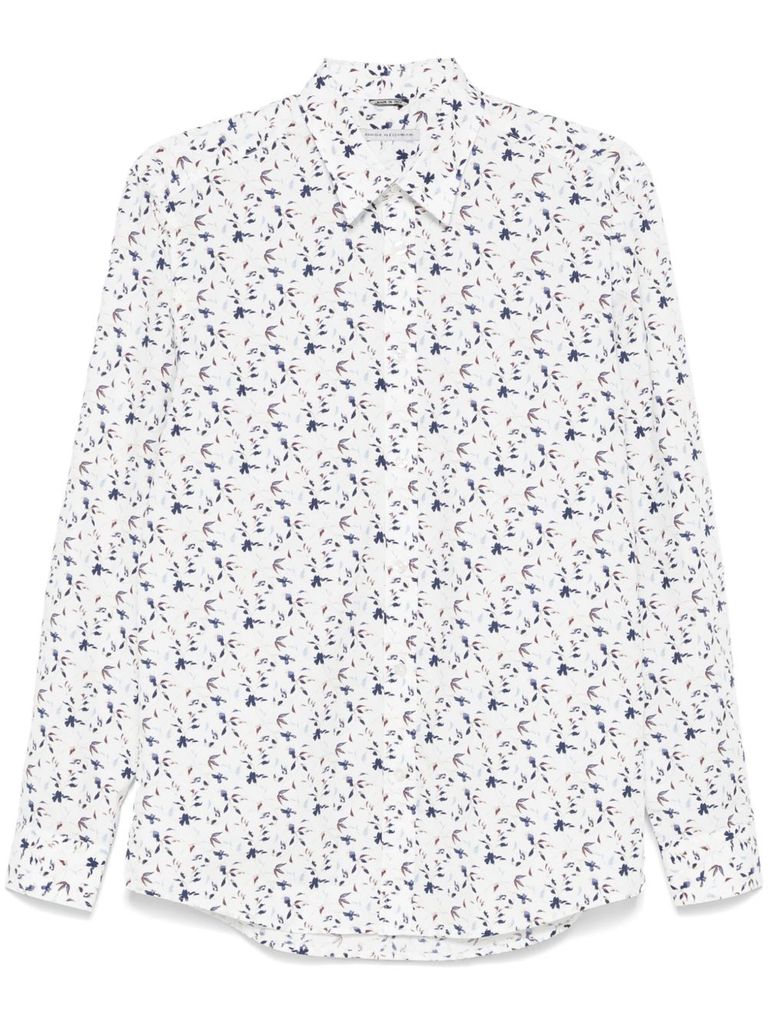 Shop Daniele Alessandrini White Shirt In Cotton With Blue Print